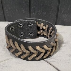 Black Faux Leather Bracelet